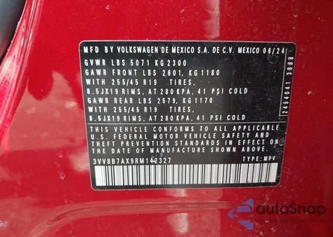 2024 Volkswagen Tiguan 2.0T Se R-Line Black z USA, uszkodzony, nr VIN 3VV8B7AX9RM142327